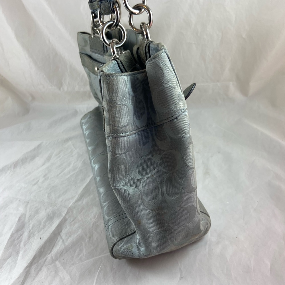 Coach Penelope Snakeskin & Silver Trim Satchel Hand Bag Grey No. B1182-F16537. - Picture 8 of 16